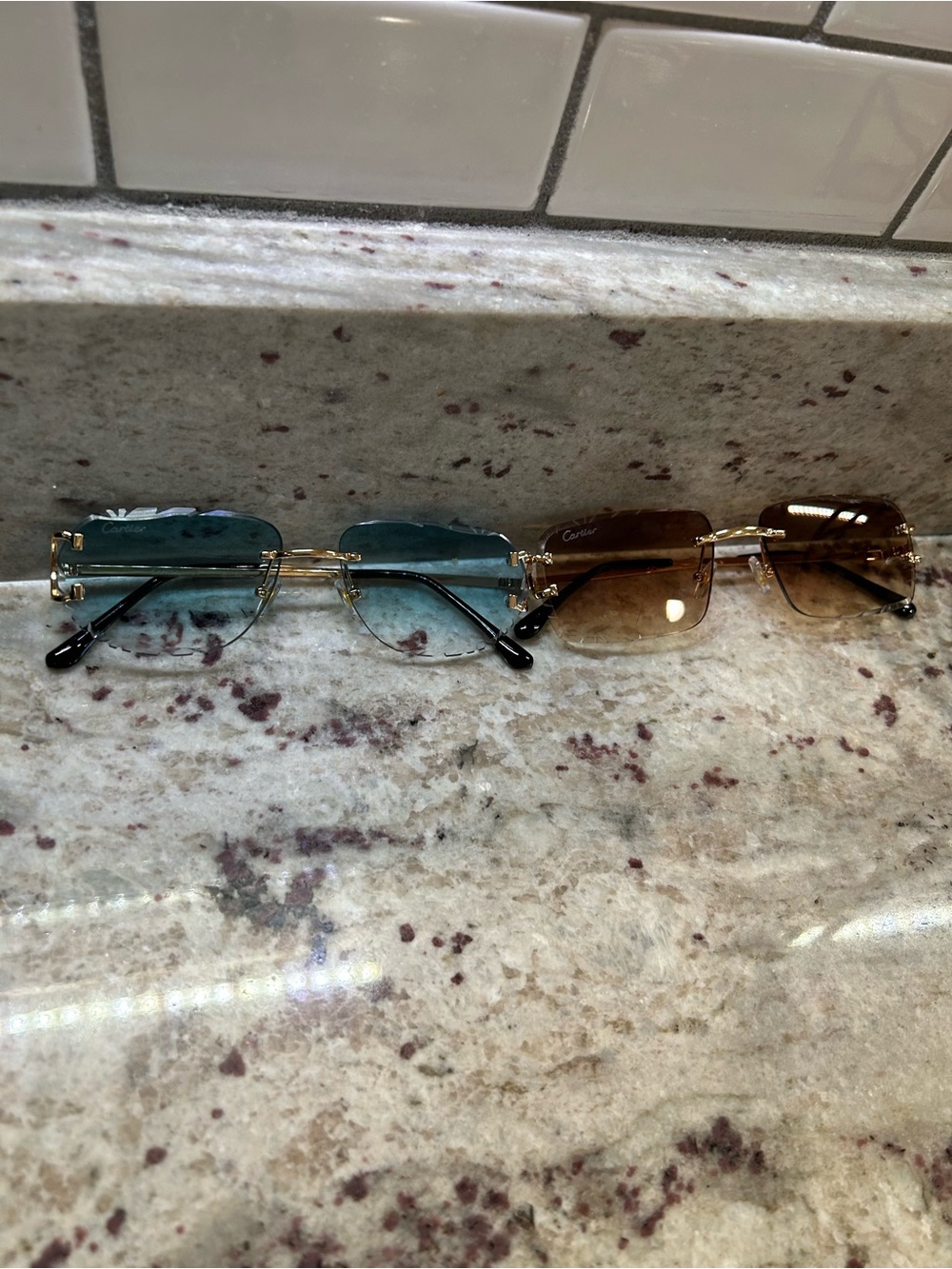 & Other Stories Rimless Sunglasses with Blue and Brown Gradient Lenses